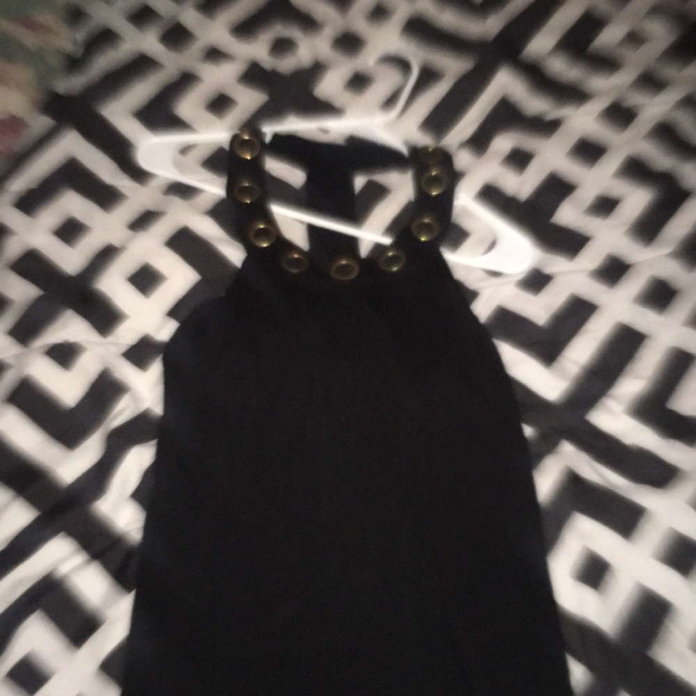 BLACK AND GOLD RACERBACK MINI DRESS - Picture 1 of 1